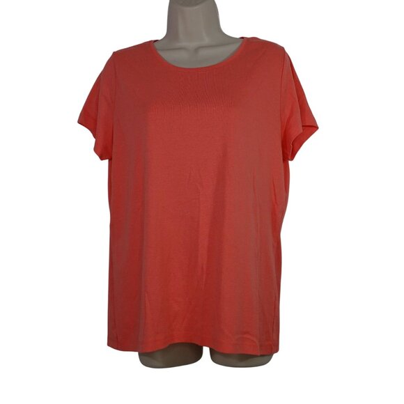 Lot of 2 St Johns Bay Basic Cotton T-Shirt Women Size L Lavender And Coral - Picture 3 of 11